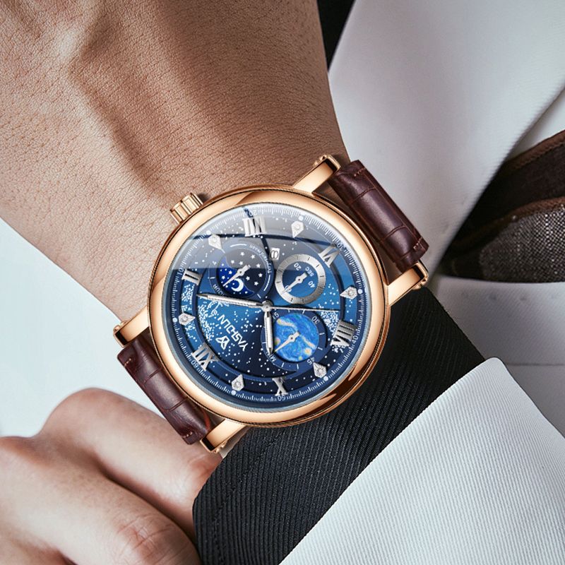 Sophisticated Mens Watch With A Vast Starry Sky Design