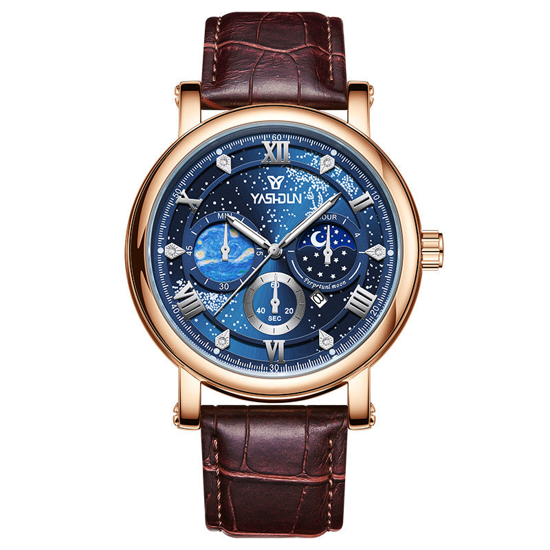 Sophisticated Mens Watch With A Vast Starry Sky Design