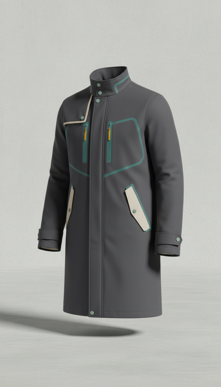 Technical Trench Coat with Water-Resistant Wool Blend