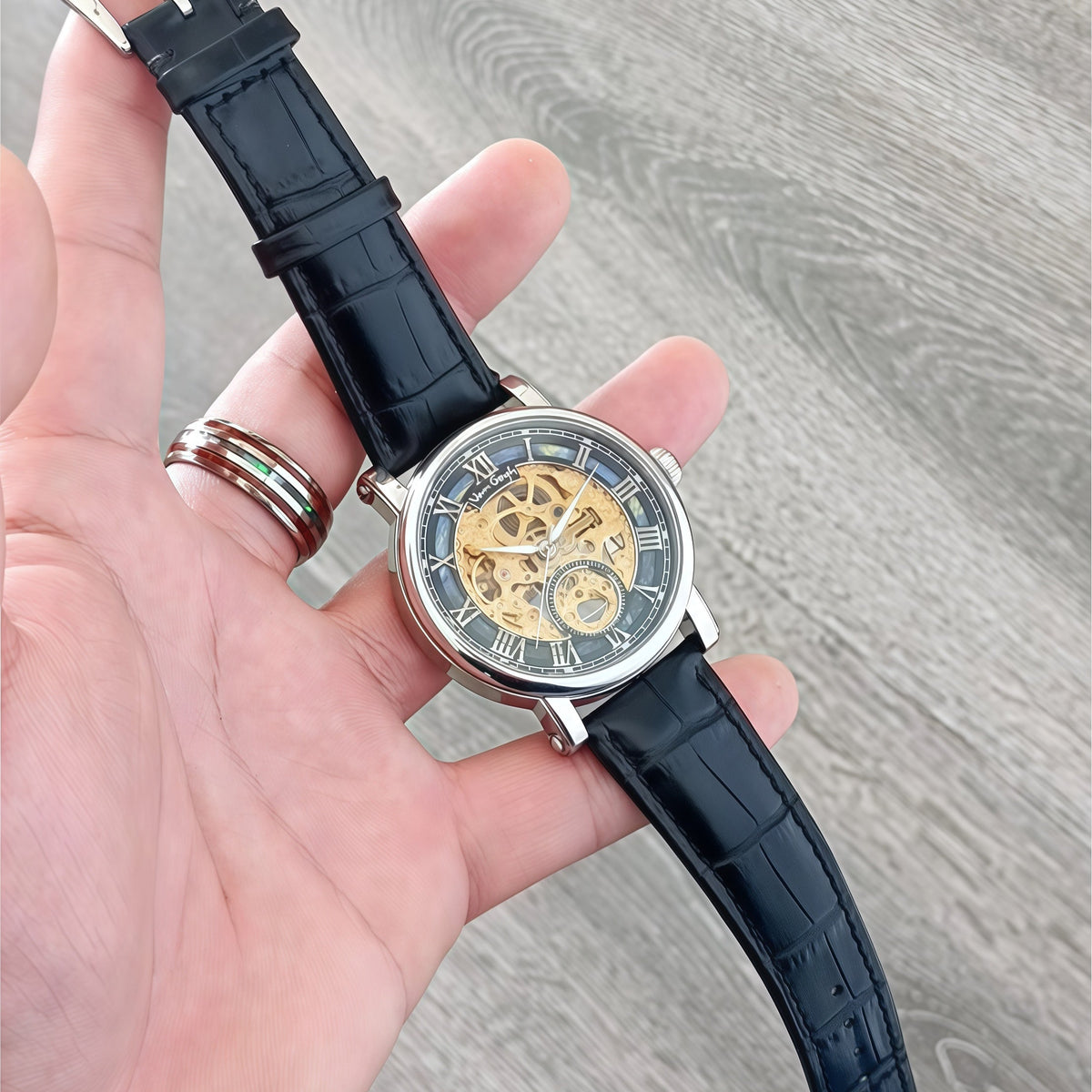 VAN GOGH Starry Night Series Blue Dial Skeleton Mechanical Movement Watch Daily Waterproof Starry Night