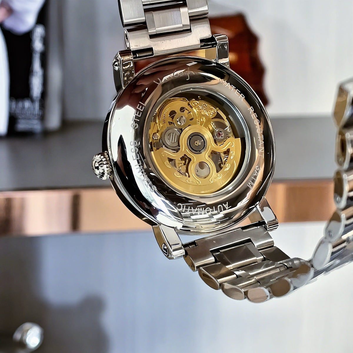 VAN GOGH Starry Night Series Blue Dial Skeleton Mechanical Movement Watch Daily Waterproof Starry Night