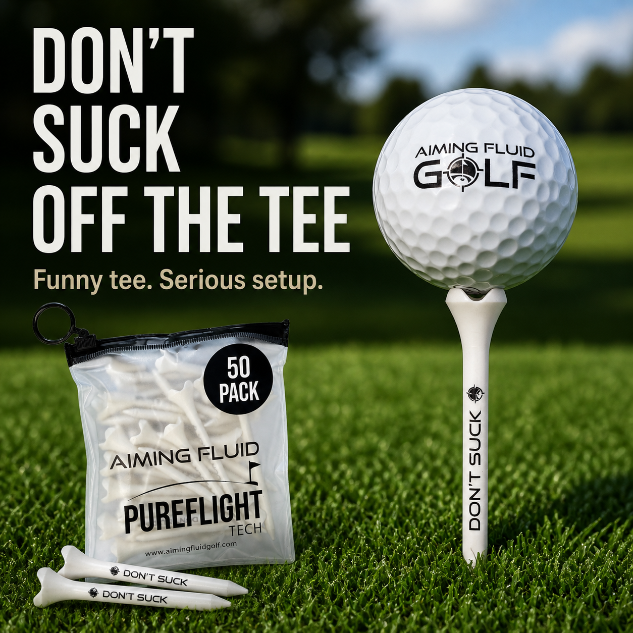 DON’T SUCK™ Golf Tees – PureFlight™ 4-Prong Design (50-Pack)
