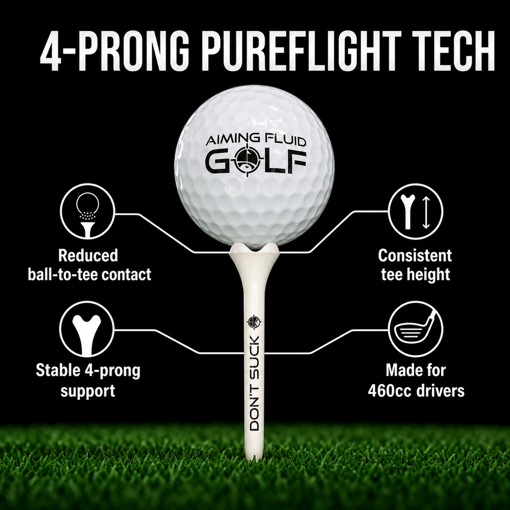 DON’T SUCK™ Golf Tees – PureFlight™ 4-Prong Design (50-Pack)