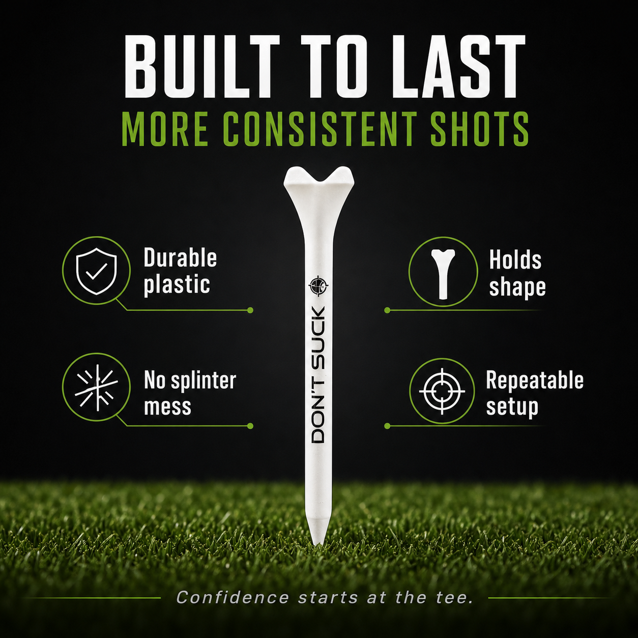 DON’T SUCK™ Golf Tees – PureFlight™ 4-Prong Design (50-Pack)