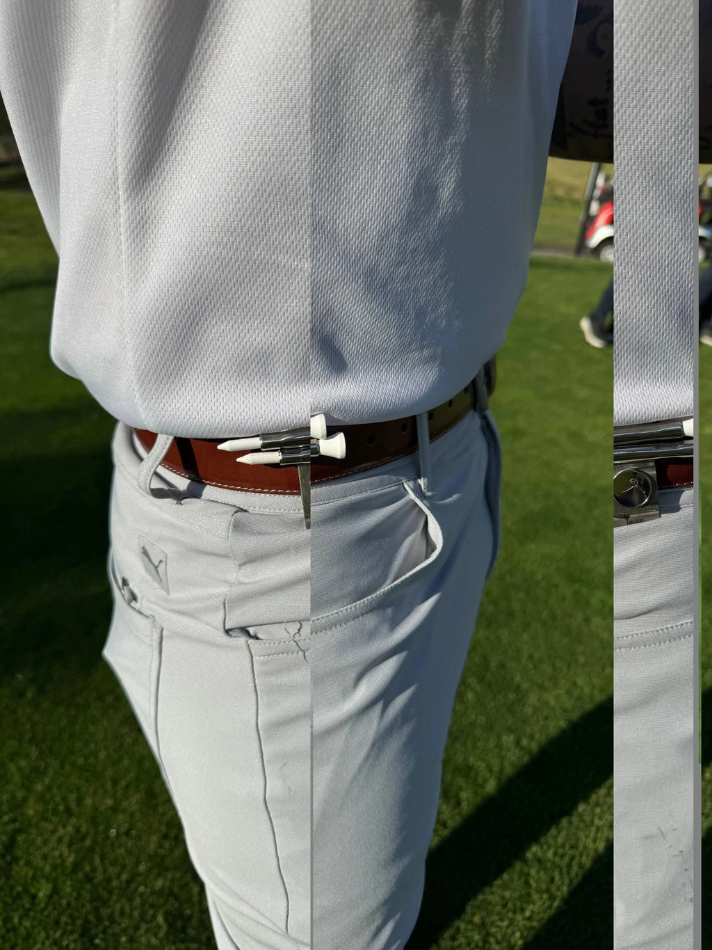 The Tee Clip® Tether™: USA Made | Golf Tee Holder for Belt or Waist| Double Barrels for 2 Tees and 18mm Ball Marker