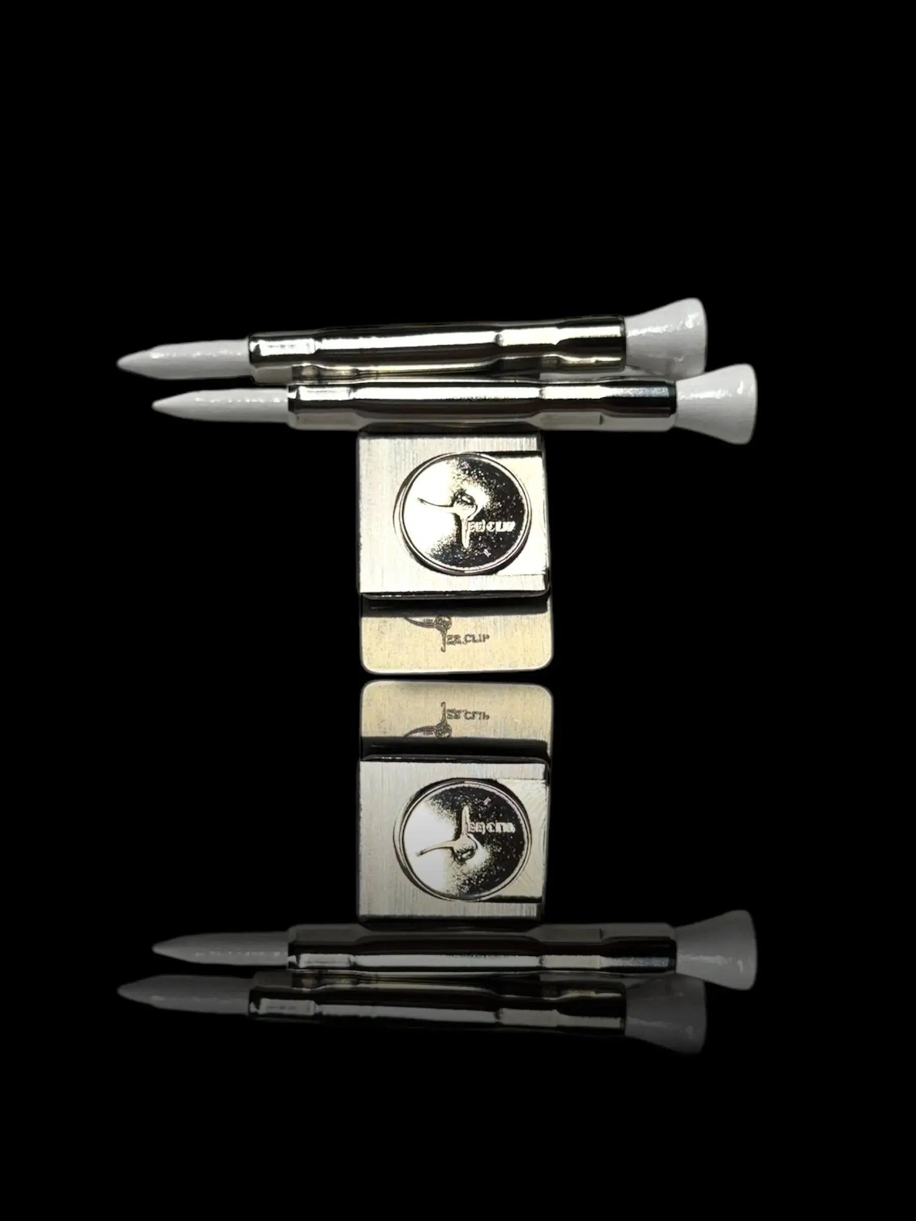 The Tee Clip® Tether™: USA Made | Golf Tee Holder for Belt or Waist| Double Barrels for 2 Tees and 18mm Ball Marker