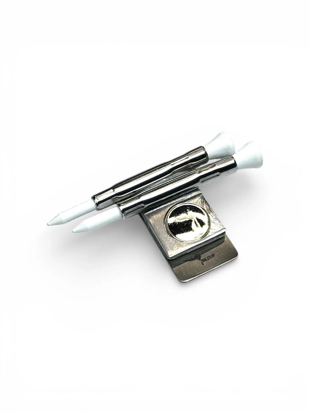 The Tee Clip® Tether™: USA Made | Golf Tee Holder for Belt or Waist| Double Barrels for 2 Tees and 18mm Ball Marker