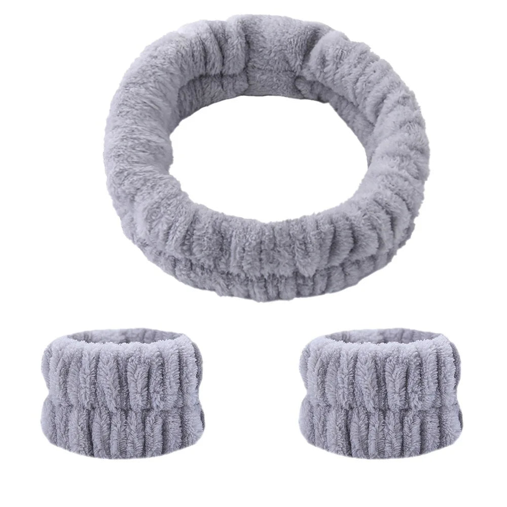 Face Wash Headband & Absorbent Wristband Spa Set