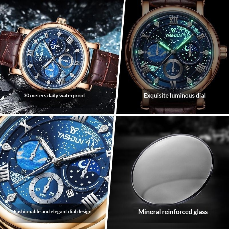 Sophisticated Mens Watch With A Vast Starry Sky Design