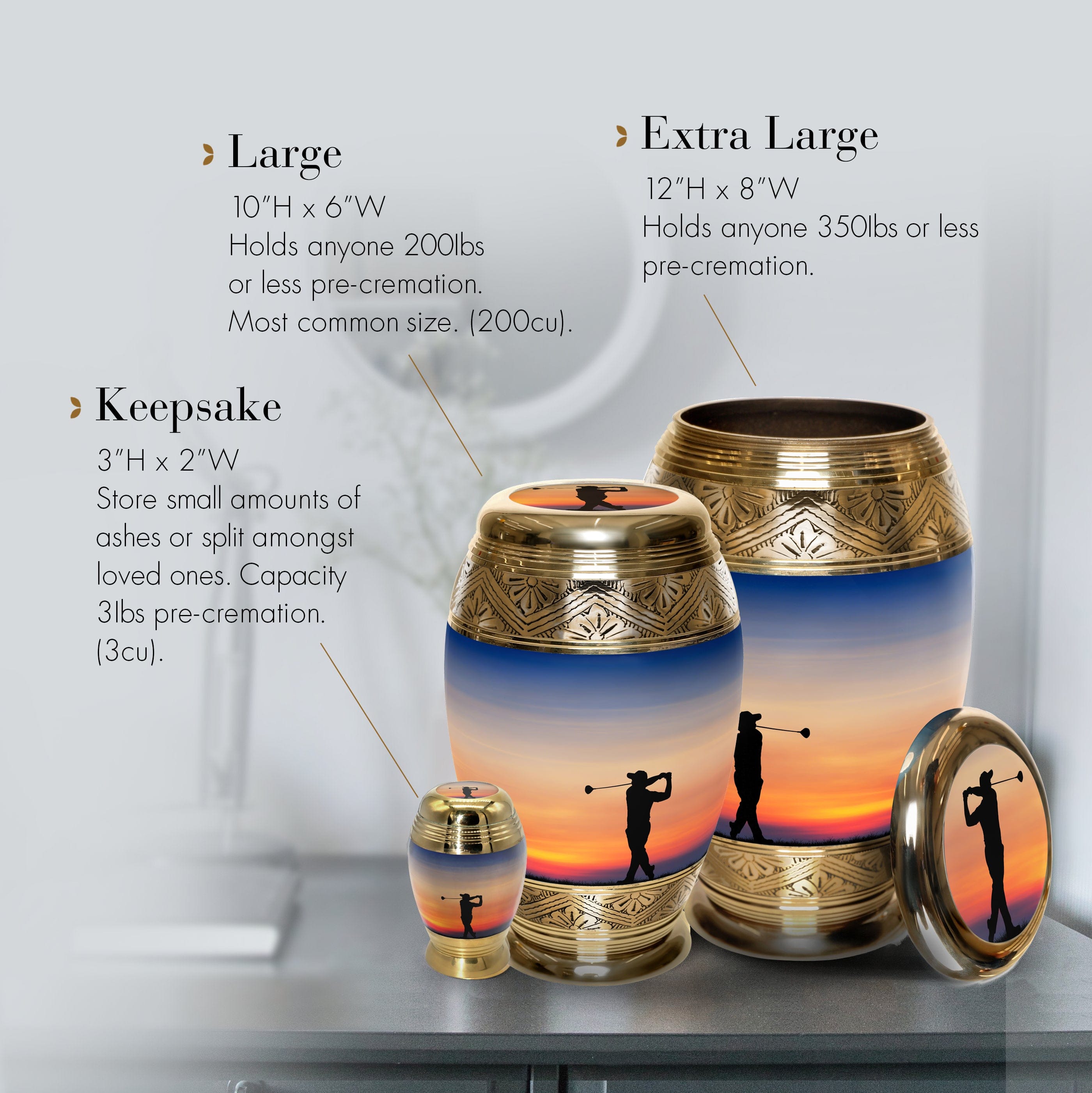 Fairway to Heaven Golf Cremation Urns for Human Ashes - Large Adult Funeral Urn